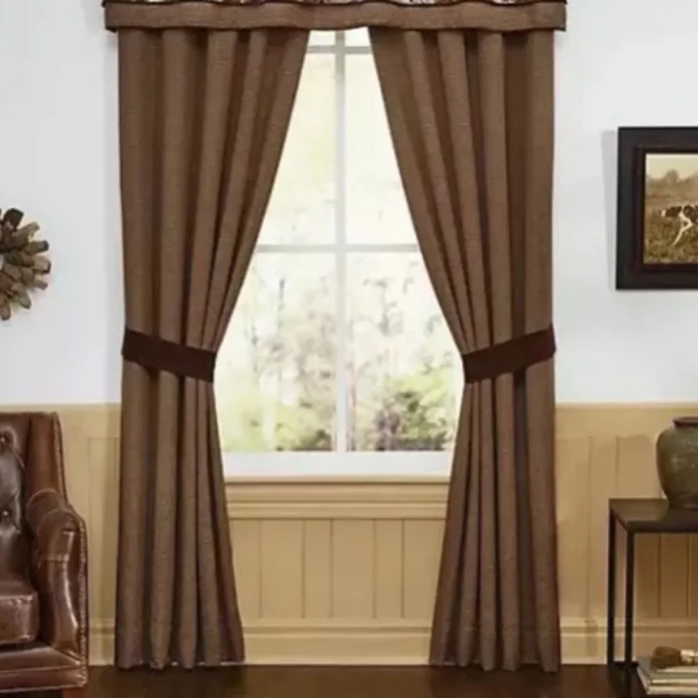 Croscill Kodiak Curtains 2 Panels Pole Top Draperies & Tiebacks 82” x 84” NIP